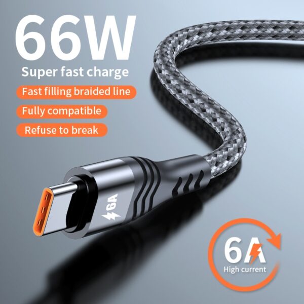 Lovebay 6A 66W USB Type C Cable Super Fast Charging Cord 0.5/1/2/3 M Cable Data Cord For Huawei P50 Mate 40 Xiaomi Samsung OPPO